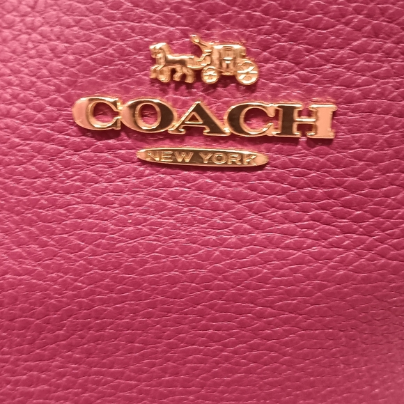 COACH Pebbled Leather Satchel, IM/Wine - Picture 2 of 6